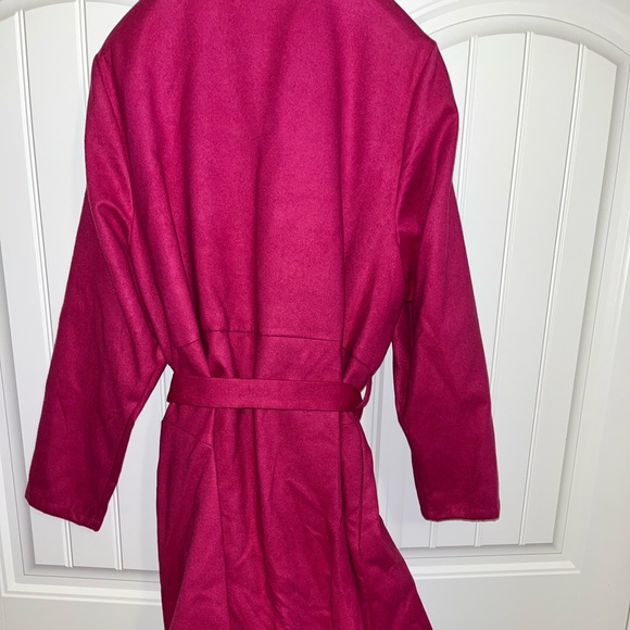 NEW Just Fab Festive Fuchsia Asymmetrical Hem Coat Size 3X - Picture 3 of 7